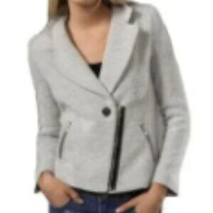 IRO Gavin Wool Blend Moto Biker Asymetrical Women's Gray Textured Jacket Sz 0